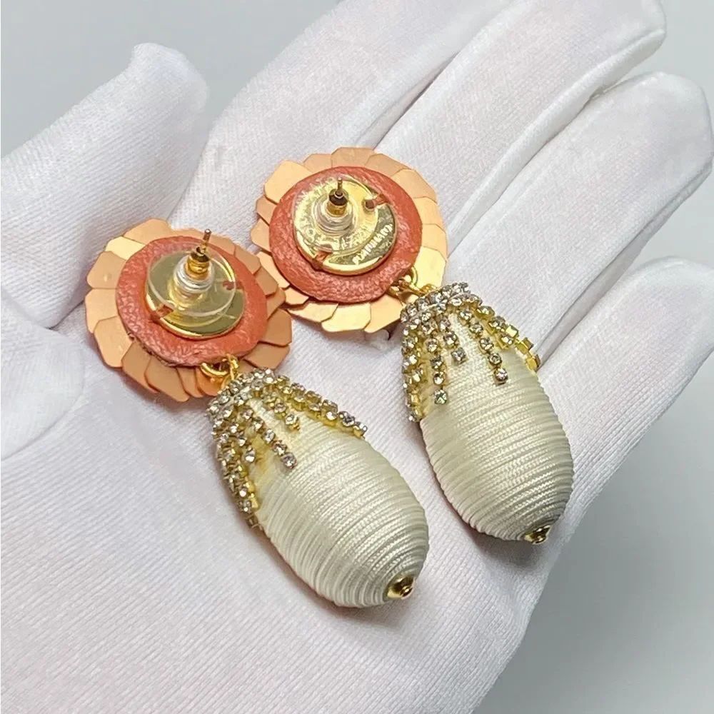 Lizzie Fortunato Le Pavilion Sequin & Crystal Embellished Flower Drop Earrings — image 6 of 8